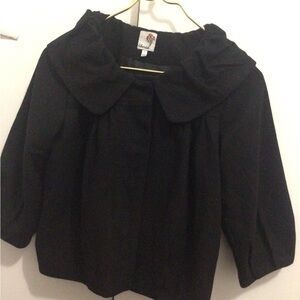 Cherish Black Blazer with Ruffled Collar